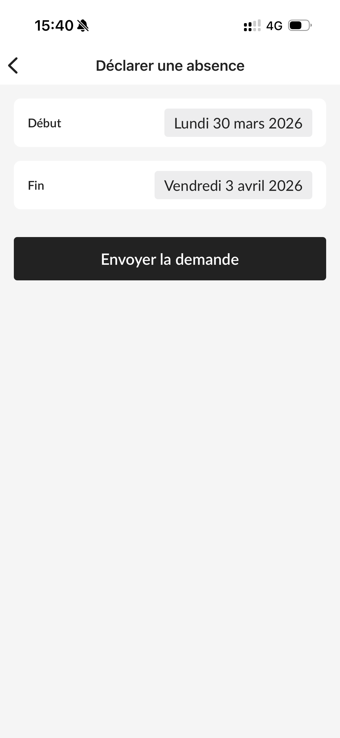PRO Nos Aimés Déclarer absence - Étape 2