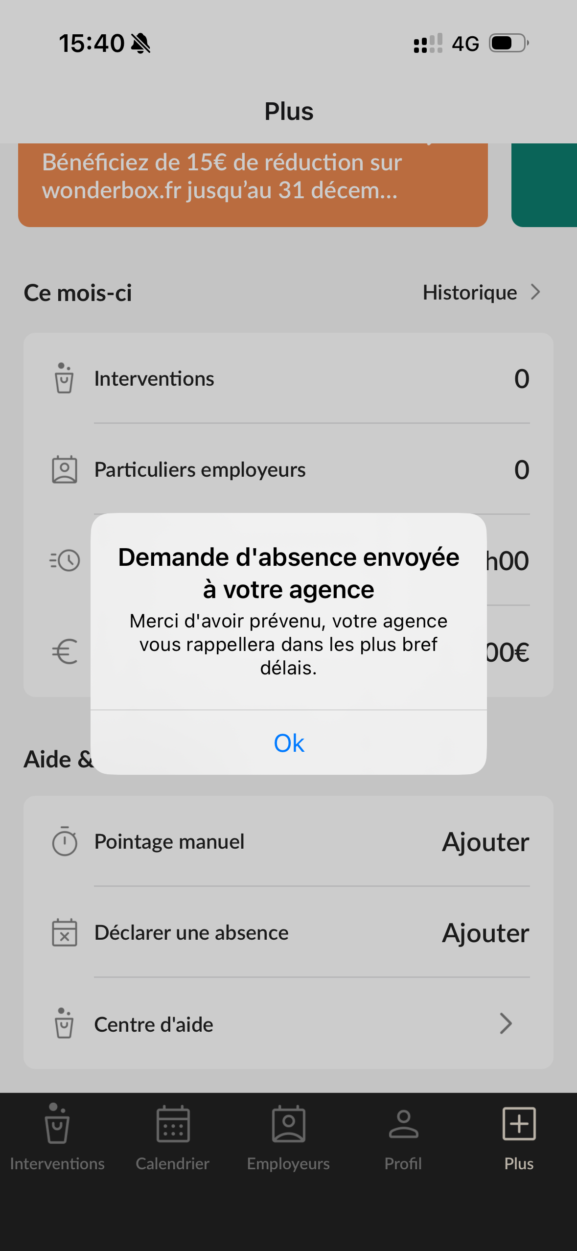 PRO Nos Aimés Déclarer absence - Étape 3